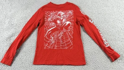 Marvel Spiderman Boys Pullover Long Sleeve Cotton Tee T Shirt Red Size S - Image 1 of 4