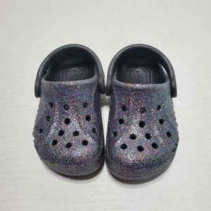 Crocs Classic Glitter Clog Slip-On Girls Size C6 Black - Picture 1 of 5