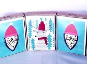 3 Stück Konvolut Hallmark Studio Ink Santa Rentier Weihnachtskarten, 36 Karten Umschläge - Bild 1 von 4