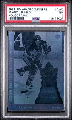 1991 UPPER DECK AWARD WINNERS HOLOGRAMS #AW9 MARIO LEMIEUX PSA 7 - Image 1 of 2