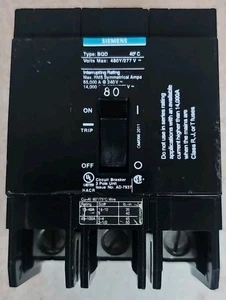 Siemens BQD380 80 Amp 480/277V 3 Pole Circuit Breaker - Picture 1 of 4