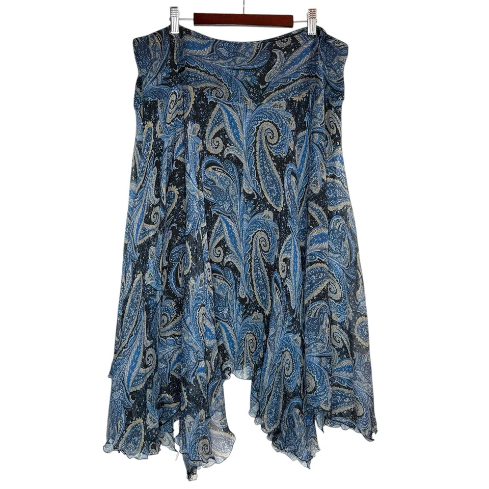 Vintage Y2K Context 100% Silk Midi Skirt 18W Asymmetrical Sheer Fairy Whimsical - Image 1 of 4