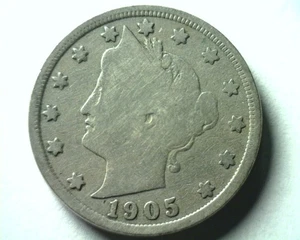 1905 LIBERTY NICKEL GOOD / VERY GOOD G/VG NICE ORIGINAL COIN BOBS COINS 99c SHIP - Imagen 1 de 2