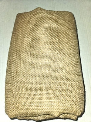 46 Inches Wide Natural Jute Burlap Fabric Loose Weave 4 yards India Off Bolt - Image 1 of 4