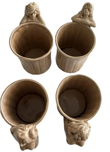 Vintage 1960s pottery Risqué Mug Set Of 4 - Picture 1 of 11