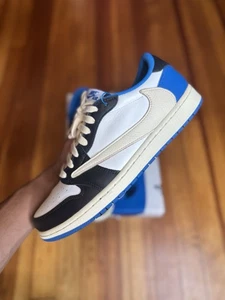 Größe 10 - Jordan 1 Retro x Fragment Design x Travis Scott Low Blue - Bild 1 von 11