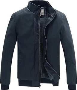 Chaqueta de invierno negra genuina para hombres Chaqueta de carreras de motocicleta elegante informal de piel de cordero - Imagen 1 de 5