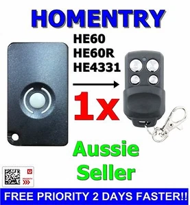1x HomEntry/Home Entry HE60/HE60R/HE4331/HE60ANZ Compatible Garage Remote - Picture 1 of 9