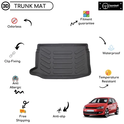 Alfombrilla de goma específica para maletero para Volkswagen Polo 6R superior 2009-2017 Foto 1 de 4