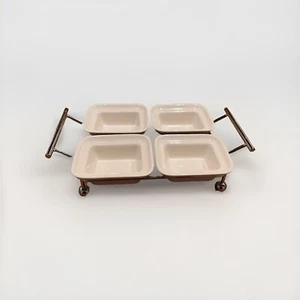 Serving Dish Godinger Silver Art 4 section relish servers with metal rack - Picture 1 of 6
