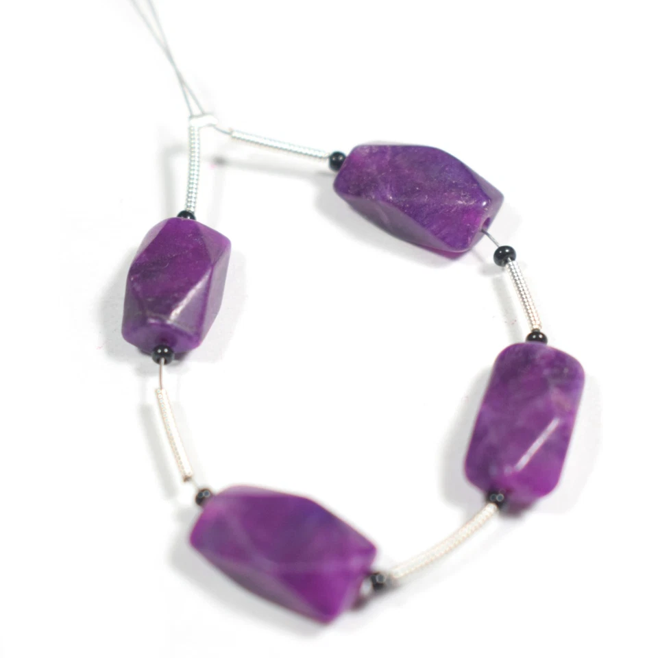 A+ Purple Turquoise Faceted Rectangle Shape Gemstone 4" Loose Beads For Jewelry - Image 1 of 4