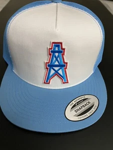 HOUSTON OILERS NFL VINTAGE AZUL BORDADO LOGO GORRA GORRA SNAPBACK TRUCKER NUEVO - Imagen 1 de 4