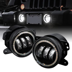 Jeep Wrangler JK JKU 2007-2018 4" Halo LED Front Bumper Fog Lights Driving Lamps - Picture 1 of 8