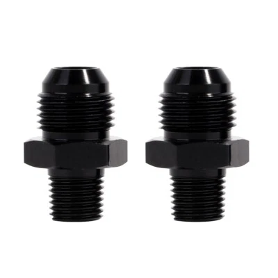 3/8" NPT to 8AN Fitting Male Straight Fittings Adapter Aluminum Black 2Pcs - Image 1 of 4