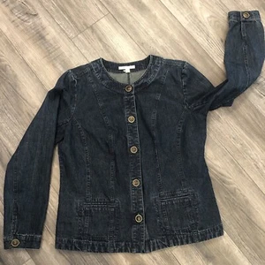 JM Collection Dark Wash Denim Button Up Jean Jacket - Women's Size 12 - Picture 1 of 10