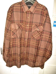 VINTAGE MEN'S MC MULLIN BROWN PLAID ACRYLIC FLANNEL SHIRT - L - Picture 1 of 7