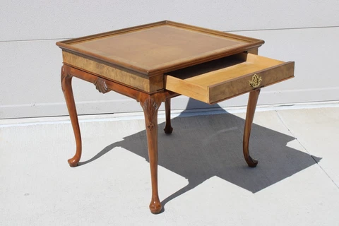 Incredible Baker Country French Provincial Solid Walnut 26" Square Accent Table Cover
