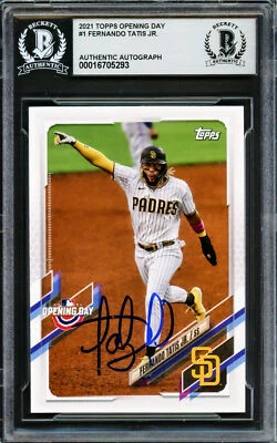 Fernando Tatis Jr. Signed 2021 Topps Opening Day Card 1 Padres Beckett #16705293 - Image 1 of 2