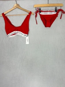Calvin Klein, 2-teiliges Bikini-Set Damen rot + weiß, Größe S - nagelneu - Bild 1 von 8