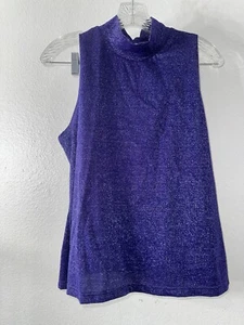 Canotta donna Gantos vintage taglia grande viola scintillante finto collo elasticizzata - Foto 1 di 9