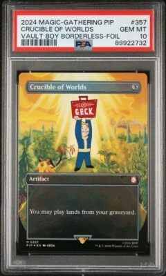 2024 MTG PIP CRUCIBLE OF WORLDS VAULT BOY BORDERLESS FOIL PSA 10 💎 - Image 1 of 2