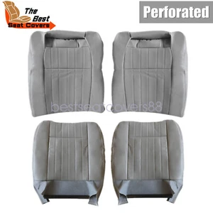 For 1994 1995 1996 Chevy Impala SS Front Perforated Leather Seat Cover Med Gray - Picture 1 of 21