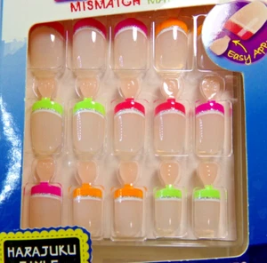 BROADWAY FOR KISS NAILS GLUE ON Short - Rainbow French Pink Orange green - Picture 1 of 3