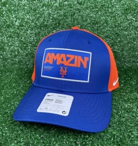 New York Mets Nike Snapback Hat Blue Patch Logo Amazin Mets MLB NEW Adjustable - Picture 1 of 7