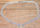 Sterling Silver Signed Su 925 Italy Multi Strand Open Love Heart Chain Necklace