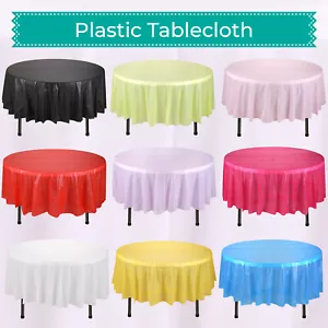 Large PVC Plastic Round Table Cover Cloth Wipe Clean Party Tablecover Tableware - Picture 1 of 18