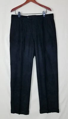 LINEA NATURALE / ITALY Mens Black RAYON BLEND Pleat Lined Dress Pants 36 / 31 - Image 1 of 4