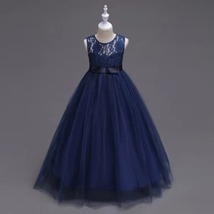 Kids Lace Long Dress Flower Girls Wedding Bridesmaid Party Gown Pageant Dresses - Picture 1 of 27