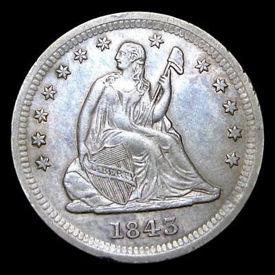 Cuarto de plata libertad sentada 1843-O ---- Bonita moneda ---- #759V Foto 1 de 4