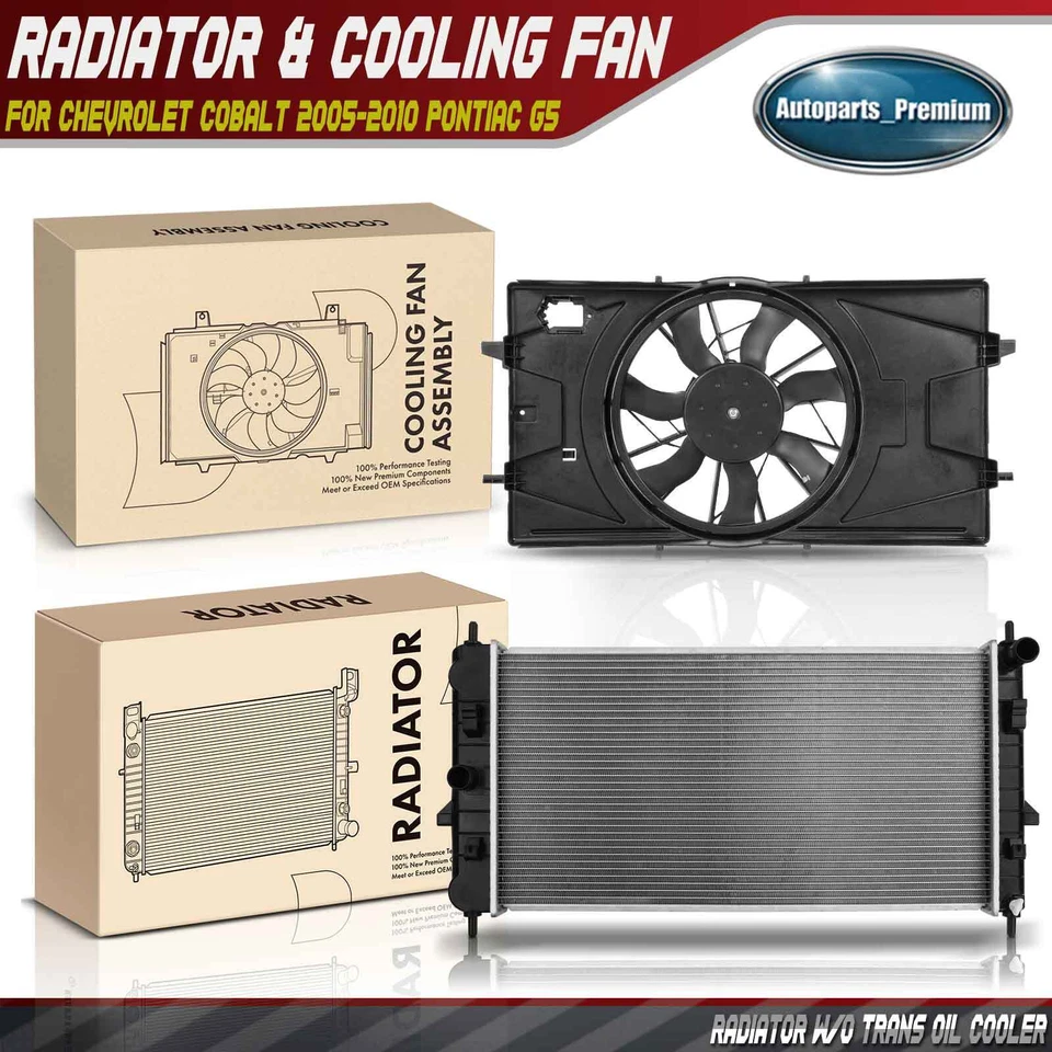 Kit de conjunto de radiador y ventilador de refrigeración sin enfriador de aceite para Chevy Cobalt 05-10 Pontiac G5 Foto 1 de 4