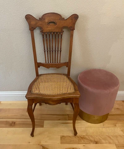 Mid 19th Century Spindle back Caned Seat Chairs (2 Available) Cover