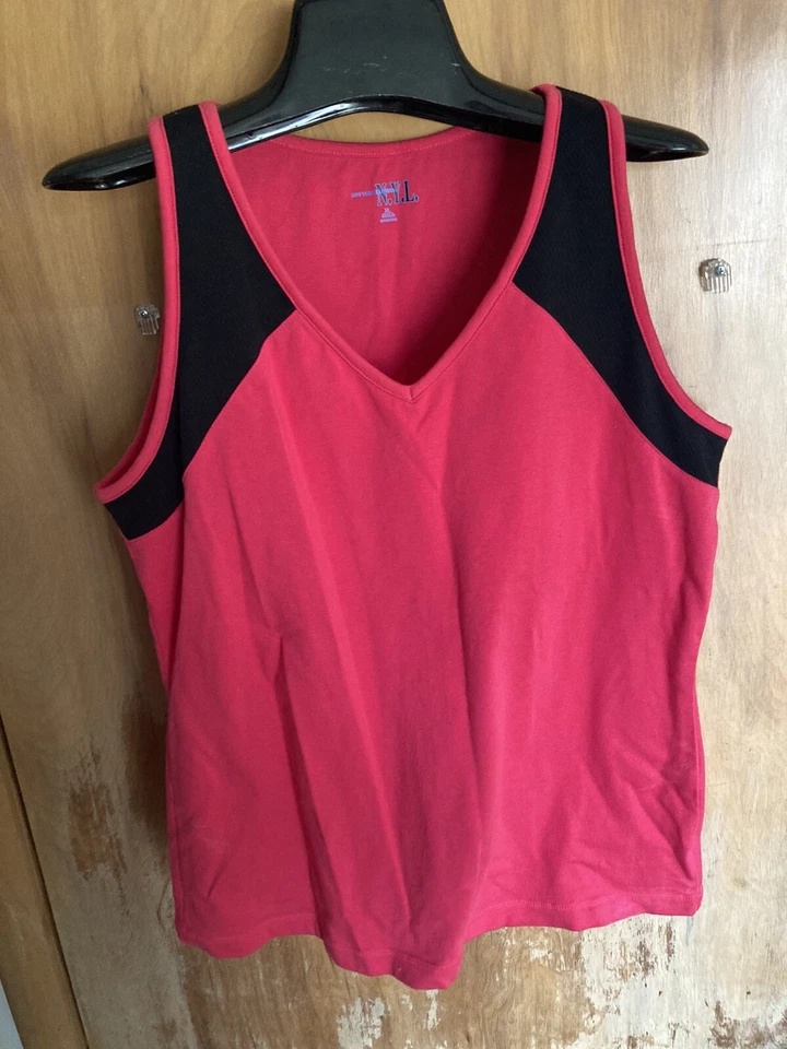 Womens  XL Pink Black Active Stretch Wear Tank Bra Shelf NYL New York Laundry - Image 1 of 4