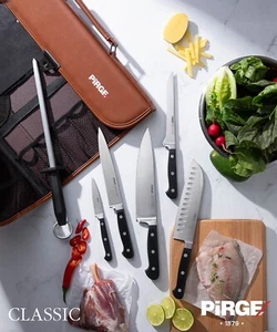 PİRGE Classic Profi Messerset mit Ledertasche 7 TLG - Edelstahl - Geschmiedet - Imagen 1 de 11