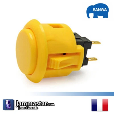 Boutons arcades originaux Sanwa Denshi OBSF-24 - Genuine Sanwa - Jaune Yellow