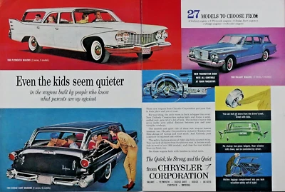 1960 Chrysler Wagons Vintage Dodge Plymouth Valiant Original Print Ad 2 Page - Image 1 of 4
