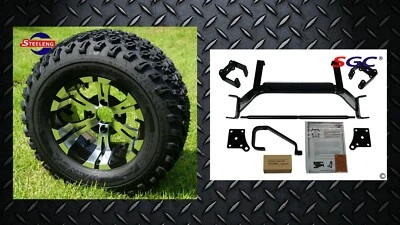 STEELENG/SGC EZGO TXT ELECTRIC GOLF CART 6" LIFT KIT + 12" WHEELS and 23" ALL TERRAIN TIRES