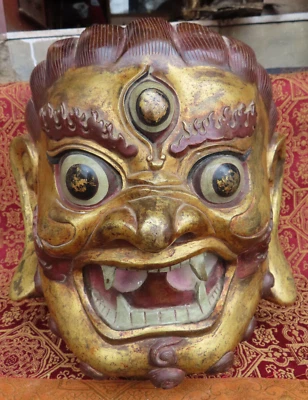 Antigua cabeza de mahakal tibetana hecha a mano calidad maestra muy antigua Rupa, Nepal Foto 1 de 4