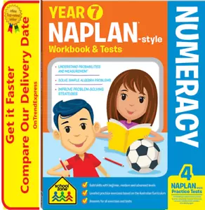 Year 7 NAPLAN-Style NUMERACY Workbook & Tests by Hinkler + FREE POSTAGE NEW - Picture 1 of 6