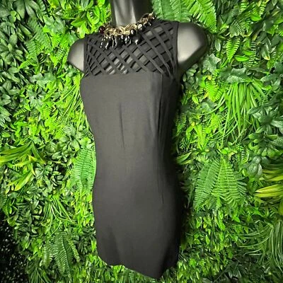 DONNA RICCO Dress Women 6 Black Sheath Cut Out Neckline Sleeveless Mini 0437 - Image 1 of 4