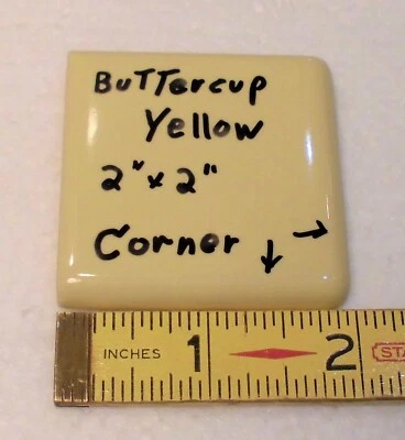 1 шт. Лютик желтый 2 «X 2» X 1/4» керамическая Bullnose угловая плитка, сделано 1980-х - Изображение 1 из 4