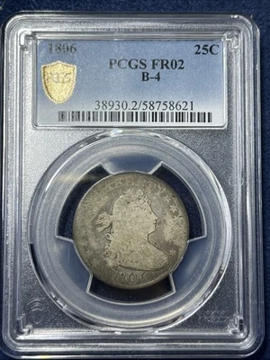Busto drapeado cuarto de dólar 1806 | PCGS FR02, B-4 | RARO | LOTE 3 Foto 1 de 4