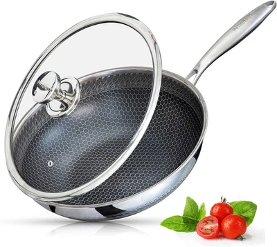 Wok Antiaderente Con Coperchio 4.5L / 6L – Extra Profondo, Acciaio Inox, Nido D’ - Immagine 1 di 4