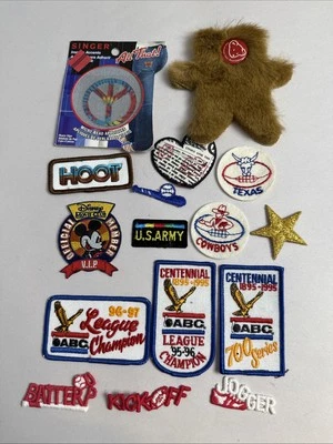 Vtg Lot of 16 Patches Miscellaneous Embroidery Bowling Disney Sports Etc - Image 1 of 4