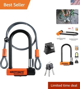Evolution Mini-7 U-Lock: bloqueo antirrobo de bicicleta de alta resistencia con cable y soporte - Imagen 1 de 11