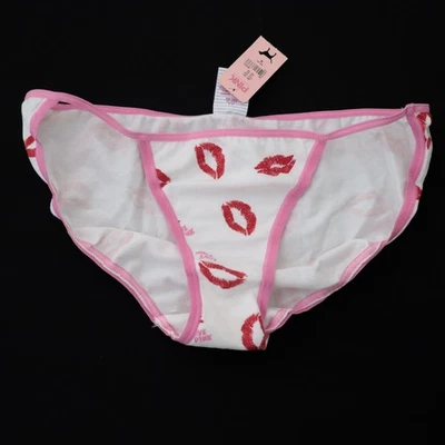 NEW Victoria's Secret VTG PINK Cotton Rare Pattern String Bikini Panty SMALL - Image 1 of 4
