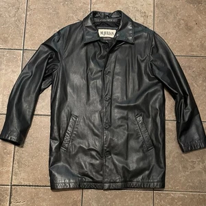 Wilsons Leather M. Julian Coat 90s Black Size S - Imagen 1 de 12